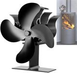 BenkerEsti Wood Stove Fan 4 Blades Silent Operation Wood/Log Burner/Fireplace- Color Black