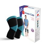 Flamingo Premium Knee Cap (Pair) | Knee Support Cap for Gym, Sports, Joint Pain Relief, Exercise, Running, Cycling, Workout, Arthritis | Knee Cap for Men and Women | Color-Blue | Size-M