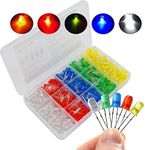 500 Pcs 5mm LED Light Emitting Diode Assortment Kit,Low Voltage Diffused Diode for DIY PCB Circuit,Indicator Lights