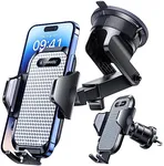 VANMASS [True Military-Grade] Car Phone Holder [2024 Best Suction & Clip] Cell Phone Mount for Dashboard Windshield Vent Truck Cradle Dash Stand for iPhone 15 Pro Max 14 13 12 Android, White