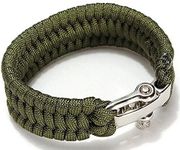 SagaSave Outdoor Paracord Survival Bracelet, Emergency Rescue Parachute Rope Bracelet with Adjustable Buckle for Travelling, Camping and Hiking (Green)