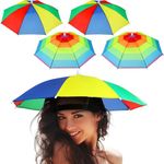 8 Pieces Rainbow Umbrella Hat Umbrella Sun Hat Adjustable Umbrella Hats for Adults Kids Outdoor Fishing Gardening Camping