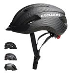 Exclusky Bike Helmet Men Women Adult Cycle Helmet with LED Light Adjustable Mountain Bike Helmet Lightweight MTB Road Cycling Bicycle Helmet 56-61cm (Carbon)