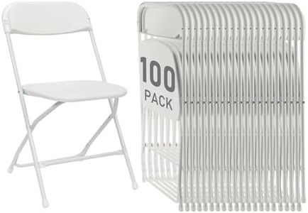 susici 100 Pack White Plastic Folding Chairs, Portable Party Chairs, Stackable Commercial Seats with Steel Frame for Home Office Wedding Party Indoor Outdoor Events Chairs, 350lbs Capacity