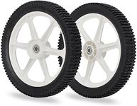 GICOOL 14 x 2'' Rubber Tire and Plastic Spoke Wheel, 1.75" Offset Hub Length, 1/2" Axle Bore, for Lawn Mower Trolley Dolly Wheel Replacement, 2 Pack