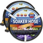 Suneed 2 Pack Soaker Hose 25 FT for Garden Bed, 1/2’’ Rubber Garden Soaker Hoses 50 FT, Drip Irrigation Watering Hose for Vegetable, Tree, Lawn Yard(2 Pack 25 FT)