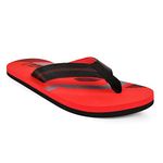 PARAGON K3306G Men's Lightweight, Waterproof Red Flip Flops | Comfortable Slippers with Durable Anti-Skid Sole, Cushioned Footbed & Sturdy Build for Outdoor Use