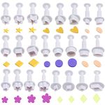 Fondant Plunger Cutters Set- 24 Pcs Fondant Cutters Cake Cutters for Decorating Heart Flower Star Geometric Shape DIY Decorating Mold Tools Set