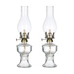 DNRVK 2 Pieces Vintage Oil Lamp Lantern Rustic Glass Kerosene Lamp 12.59''Chamber Oil Lamps for Indoor Use Home Decor Lighting Classic Old Hurricane Oil Lamp Lanterrn for Emergency Lighting