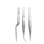 BIRDBRID 6.3 Inch Stainless Steel Tweezers - Straight and Curved Tip Kitchen Cooking Food Tweezers, Serrated Forceps for Home and Garden, Medical Long Tongs :- 3 pcs set