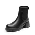 DREAM PAIRS Women's Elastic Chelsea Ankle Booties Fashion Lug Sole Platform Chunky Heel Slip on Fall Heeled Short Boots Shoes SDAB2312W,Size 8,Black,SDAB2312W