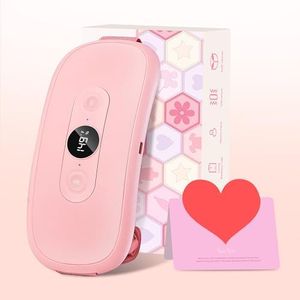 Hirane Portable Heating Pad Period Cramps: 30 to 60 Minutes Timer 6 Heat Levels and 6 Vibration Modes Cordless Electric Heating Pad for Back Pain Relief Menstrual Heating Pad Pink