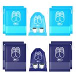 Portable Travel Shoe Bags Shoe Organizer Space Saving Storage Bags- 10 Piece Pack (Aqua Blue 5 Pcs + Navy Blue 5 Pcs, 16 X 12'' Inches)