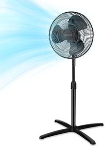 PELONIS Fan Portable 16 Inch Pedestal Fan| 3-Speed| 90° Oscillation| Adjustable Height| Standing Floor Fan for living room, bedroom, kitchen, and home office| Black, PFS40M2ABB