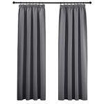 PONY DANCE Grey Blackout Curtains 72 Inch Drop for Living Room Thermal Curtains Pencil Pleat Lounge Curtains for Window Treatment Pleated Curtains with Hooks for Track, W46 X L72, Grey