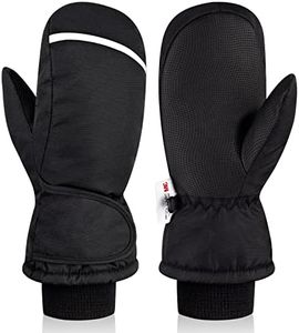 DARCHEN 2-9 Kids Snow Gloves, 3M Thinsulate Boys Winter Waterproof Mittens for Ski Snowboarding Thicken Warm Windproof Cold Weather Outdoor Sports Gloves Age Girls 2-9 Years Olds, Black 3m Thinsulate
