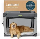 Lesure Soft Collapsible Dog Crate - 42 Inch Portable Travel Dog Crate for Extra Large Dogs Indoor & Outdoor, 4-Door Foldable Pet Kennel with Durable Mesh Windows (Grey)
