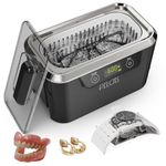 PELCAS Ultrasonic Cleaner with Dual Transducers,Jewellery Cleaner 800ML 42KHz with Touch Screen and 5 Time Settings for Glasses Watches Jewellery Denture Tools Guin-Ness Surger Cans -Black