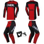 MX Outfit O'Neal Element Racewear Men Protective Pants Jersey dirt bike bundle motocross off-road combo set, Red, W42/XX-Large Jsy