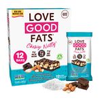 Love Good Fats Plant-Based Keto Protein Snack Bars - Dark Chocolate Sea Salt and Almonds - 13g Good Fats, 8g Protein, 3g Net Carbs, 1g Sugar, Gluten-Free, Non GMO - Dark Chocolatey Sea Salt & Almonds, 12 Pack