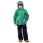 SMONTY Kids Snow Suit for Boys Winter Ski Jacket & Pants Set Hooded Straps Windproof Waterproof Warm Coat (14-16 Years, Colorful Green)