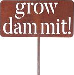 Island Genius Grow Dammit Funny Garden Sign, Unique Outside Gardening Decor Outdoor, Flower Vegetable Garden Accessories, Fun Gardening Gifts for Women Men Mom Gardener Who Love Plants, Alloy Steel