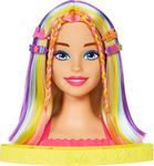 Barbie Totally Hair Styling Doll Head & 20+ Accessories, Color Reveal & Color-Change Pieces, Straight Blonde Neon Rainbow Hair