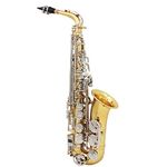 Btuty Alto Saxophone Sax Eb E-Flat Glossy Brass Engraved Natural White Shell Button Wind Instrument with Case Mute Gloves Cleaning Cloth Belt Brush