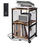 TC-HOMENY Vinyl Record Storage Table, 3-Tier Record Player Stand with 3 Quick-Release Divider, Fashion Vinyl Storage Cabinet Display Shelf for Bedroom Living Room and Office