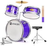 Vangoa Kids Drum Set 3-Piece for Beginner, 14" Junior Drums Kit w/Bass Tom Snare drum, Adjustable Throne Cymbal Pedal & Drumsticks, Complete Starter Drumset Full Bundle for Children Boys Ages 3-12