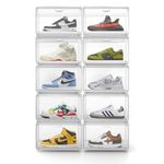 SHOEGR Safe | Shoe Storage Organizer | Sneaker Storage Box | Transparent Heavy-Duty Shoes Boxes | Dual Door Sneaker Crates with Magnetic Closure | Large Storage Box | Fits upto Size UK14 (Pack of 10)