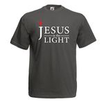 lepni.me Men's T-Shirt Jesus Christ is The Light, God's Love - Easter - Resurrection - Nativity- Religious Christian Gifts (X-Large Graphite Multi Color)