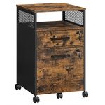 VASAGLE Filing Cabinet, Mobile File Cabinet with 2 Lockable Drawers, Office Cabinet on Wheels, for A4, Letter-Size Hanging File Folders, Open Shelf, Steel Frame, Rustic Brown and Ink Black OFC077B01