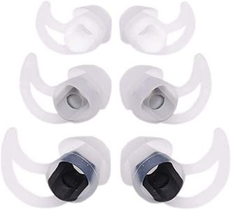 QC20 3 Pairs (S/M/L) Replacement Silicone Earbuds Ear Tips Buds Eargel Isolation Double Flange Compatible with Bose QuietControl 30 QC20 QC20i QC30 Soundsport SIE2 SIE2i IE2 IE3 Wireless Earphones (White)