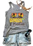 Beaches Booze & Besties Racerback Tank top Sunglasses Coconut Graphic Letter Casual Sleeveless Loose o-Neck Tank top, Gray, X-Large