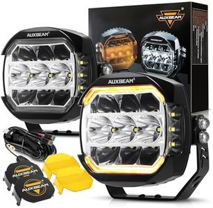 Auxbeam 5In LED Offroad Lights Ultra-Wide Series, 270° Side Shooter Driving Pods with White/Amber DRL+Turn Signal Light, 174W 20400LM Spot Flood Combo Cube Fog Light with Yellow/Black Cover