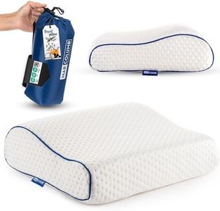 Marcolumb Travel & Camping Comfortable Memory Foam Pillow – Easy to Carry Portable Bag – Temperature Regulating Pillow Case - Perfect for Travelling (White Contour)