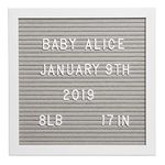 Pearhead 10" x 10" Gray Felt Letterboard Set, Includes 292 White Letters, Perfect Message Board for Home or Rustic Nursery, or use for Baby Announcement