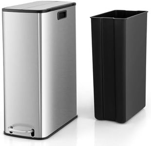 COSTWAY Bidone per Rifiuti in Acciaio Inox 46L, Cestino per Spazzatura con Ali a Bloccaggio Morbido e Secchio Interno Rimovibile, Bidone della Spazzatura a Pedale per Casa Ufficio