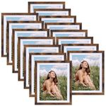 EYMPEU 8x10 Picture Frames with Mat Brown Rustic Wood Set of 15, Display 8 by 10 Photos with Mat or 9x11 Photos without Mat, Multi Matted Frames Bulk for Wall, Table Top