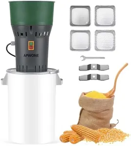 APWONE Electric Corn Grinder 25L/6.6 Gal Grain Mill 1000W Dry Grain Mill Grinder Electric with 4 Sieves & Detachable 6.6 Gal Bucket & Hopper Corn Grinder Feed Grinder Wheat Grinder for Home and Farm