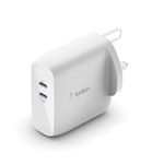 Belkin BoostCharge Dual USB-PD GaN Wall Charger 63W (USB-C Fast Charger for iPhone, iPad Pro, Pixel, Galaxy, MacBook Pro and more)