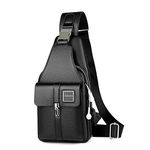 Leathario Genuine Leather Sling Bag for Men, Chest Crossbody Shoulder Backpack, Small Daypack for Travel Work Business Hiking