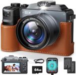 4K Digital Camera, 64MP Autofocus Vlogging Camera with 64G SD Card, 18X Digital Zoom Photography Camera for Youtube Travel, Compact Camera with 3.0 inch Screen Dual Lens for Teens Beginners Adults