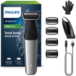 Philips Bodygroom Series 5000, Showerproof Groin and Body Trimmer, Close and Comfortable Shave, Complete Body Grooming Including Back, 60 Min. Runtime, Model BG5021/16