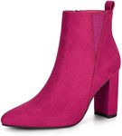 Allegra K Women's Zipper Block Heels Hot Pink Ankle Boots 9 M US