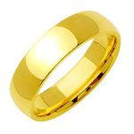 Gemini Dome Comfort Fit 18K Gold Filled Anniversary Wedding Titanium Ring Valentine's Day Gift for Men