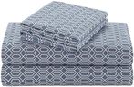 Comfort Spaces 100% Cotton Sheets Queen, Breathable, Naturally Cool Cotton Sheets, Soft Cotton Bed Sheets with 14" Elastic Pocket Fits up to 16" Mattress, All Seasons Sheet Set, Diamond Blue 4 Piece