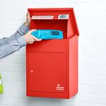 Wall Mounted Smart Parcel Drop Box Red for Secure Multiple Internet Deliveries of Large Delivery Packets Weatherproof Outdoor Delivery Box