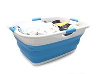 SAMMART 49L Collapsible Rectangular Laundry Basket - Foldable Storage Container -Space Saving Hamper - Car Trunk Storage Box/Pet Bath Tub (Sky Blue), Size : 64.8 x 48 x 26 cm